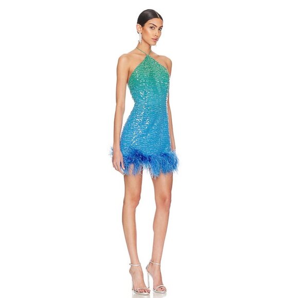 Sau Lee Jewel Dress in Green Blue Ombre - Picture 2 of 11